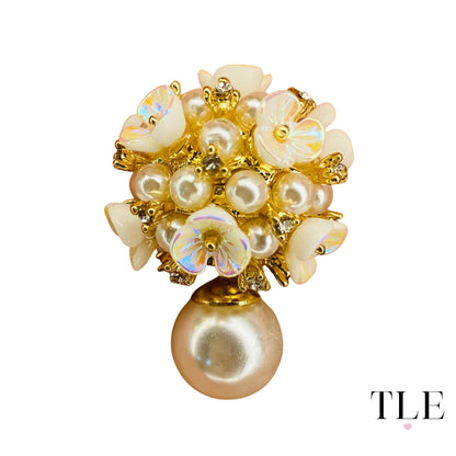 Elegant and Fashionable Pearl Ball Earrings with Flower Pearl Ball Back