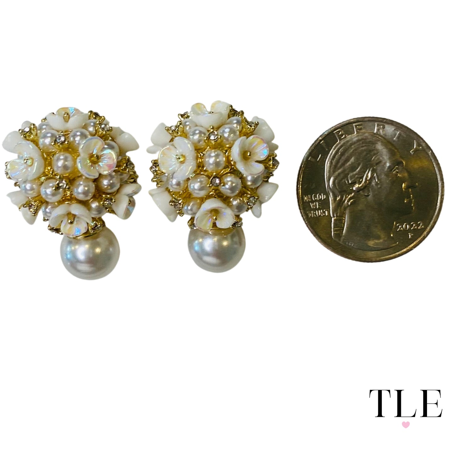 Elegant and Fashionable Pearl Ball Earrings with Flower Pearl Ball Back