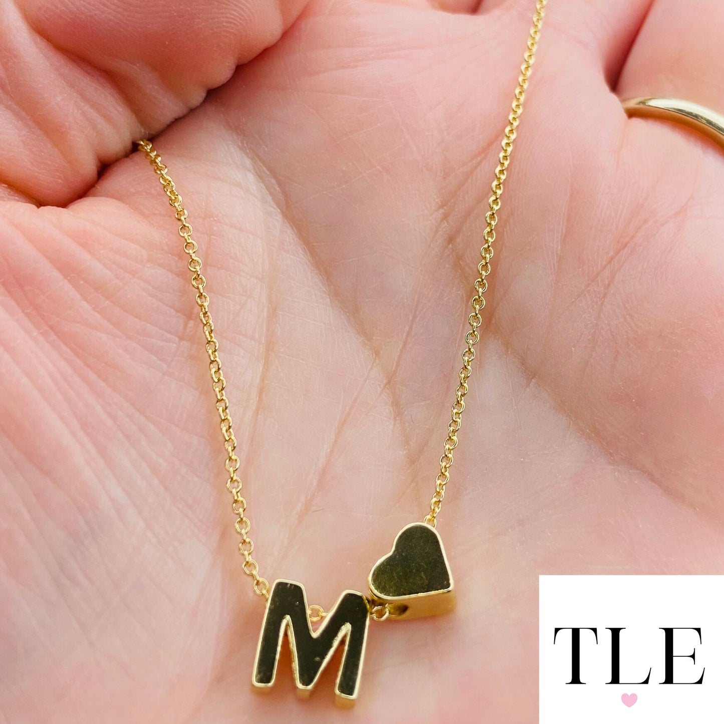 Letter M Necklace with Solid Heart, Perfect Gift for Her, Personalized Necklace