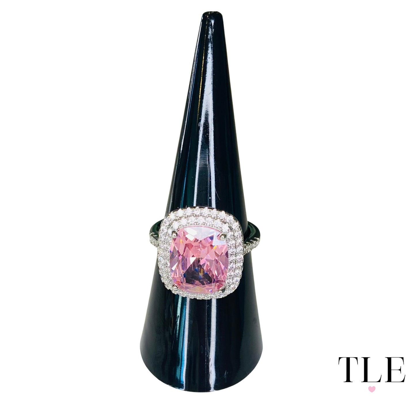 Brilliant Pink Sapphire Diamond Inlaid Ring, Perfect for Her, Looks Royal, Gorgeous! Size 7 Only.