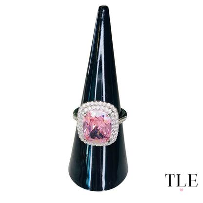 Brilliant Pink Sapphire Diamond Inlaid Ring, Perfect for Her, Looks Royal, Gorgeous! Size 7 Only.