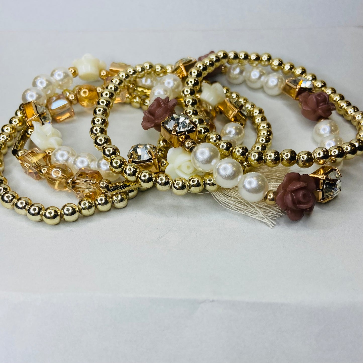 6 Piece 14k Gold Plated Bohemian Style Bracelet Set