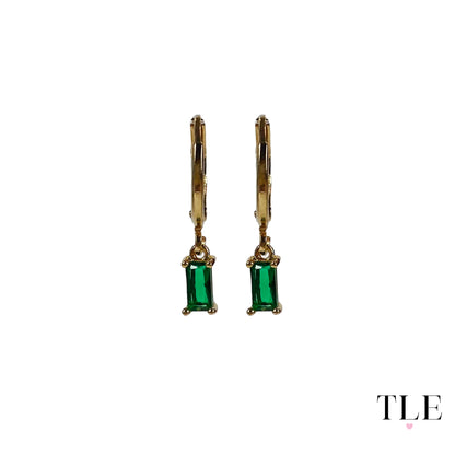 Emerald Gold Hoop and Dangle Earrings