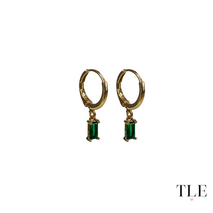 Emerald Gold Hoop and Dangle Earrings