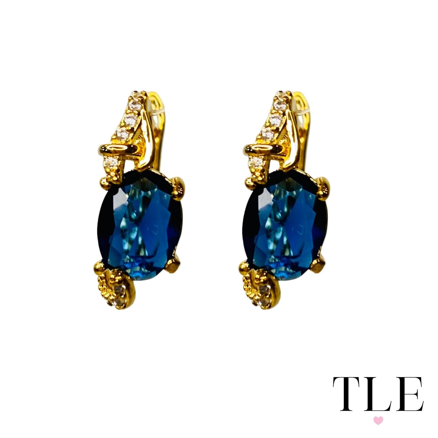 18k Gold Blue Sapphire Earrings