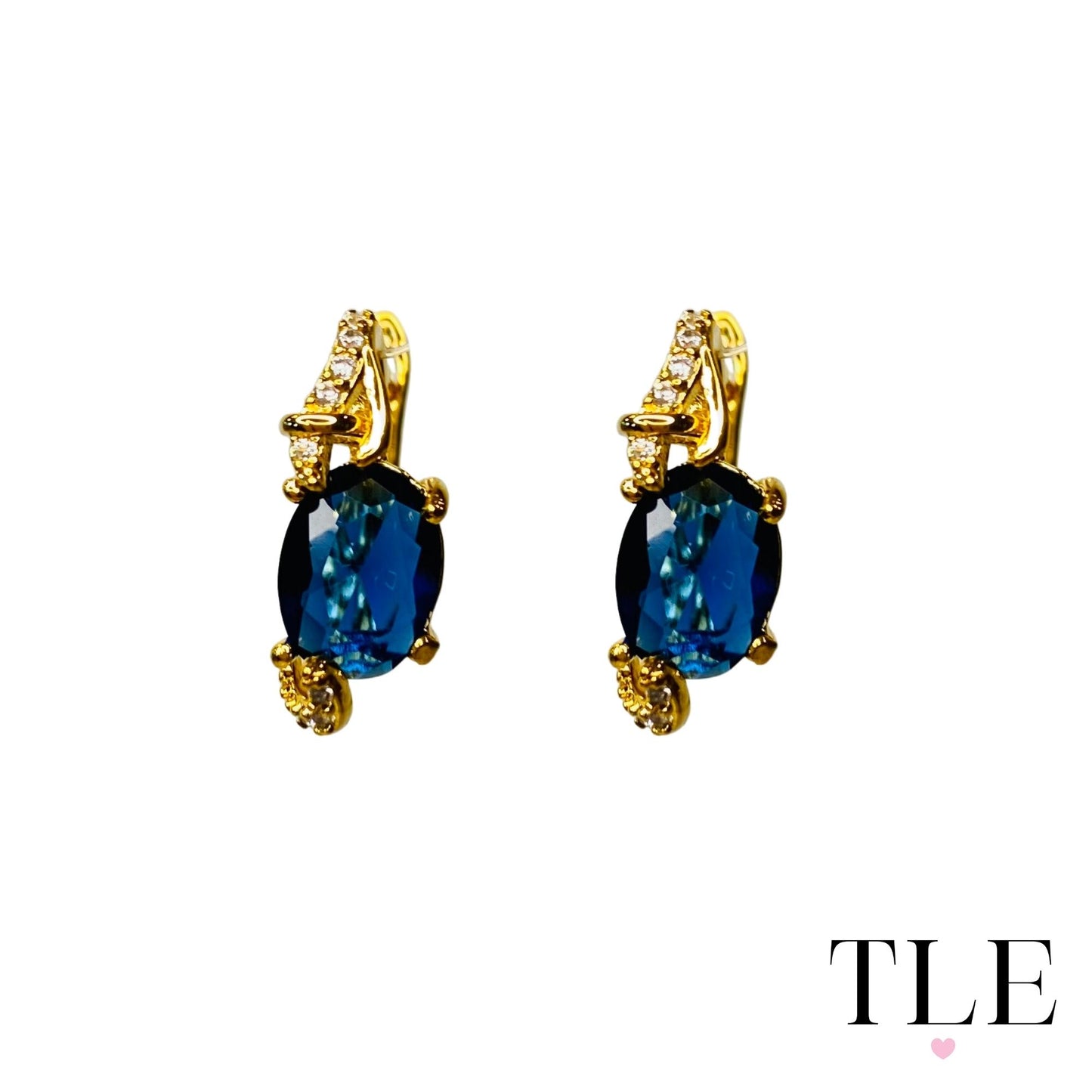 18k Gold Blue Sapphire Earrings