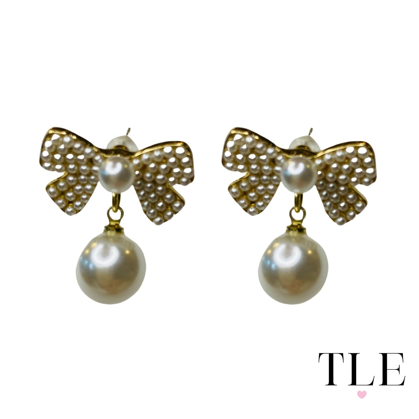 Pearl Bow Dangle and Drop Earrings